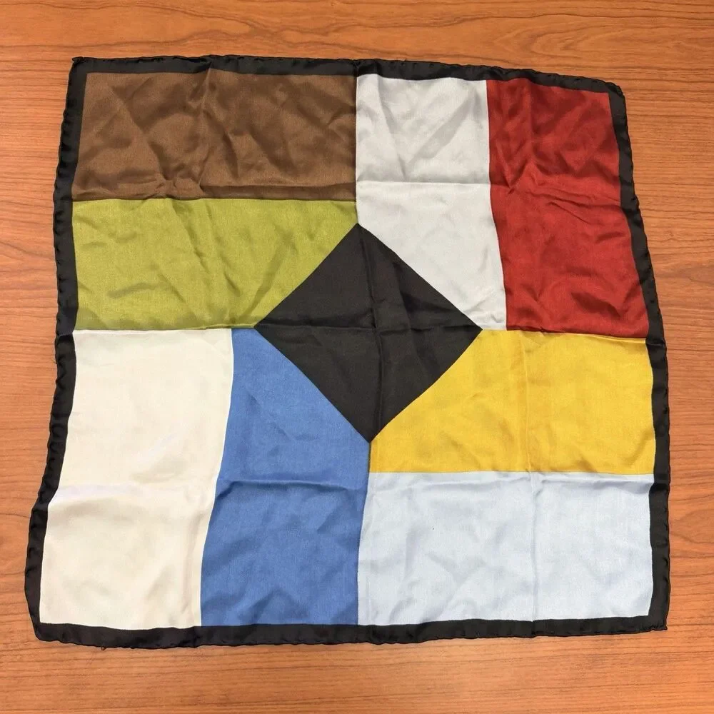 Vintage Chameleon Hand-Rolled Silk Made In Italy Square Scarf Geometric 17”x17”